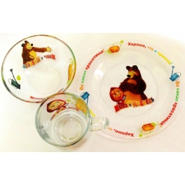 Набор посуды из 3 предметов "Маша и Медведь" - "Огород"