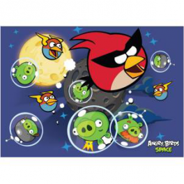 Папка картонная "Angry Birds" - на резинках "Space"- синяя