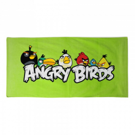 Полотенце махровое "Angry Birds" - Злые птички зелёное 70*140