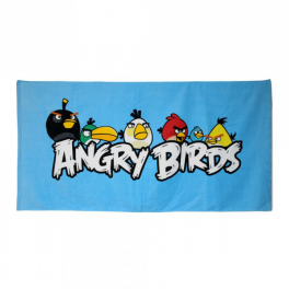 Полотенце махровое"Angry Birds" -  Злые птички синее 70*140