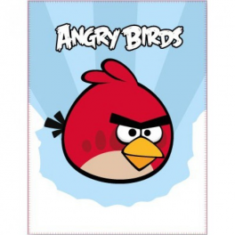 Плед флисовый "Angry Birds" - с красной птичкой в облаках 125*150