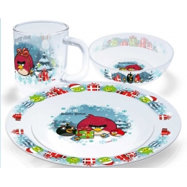 Набор посуды из 3 предметов "Angry Birds" - "Зима"